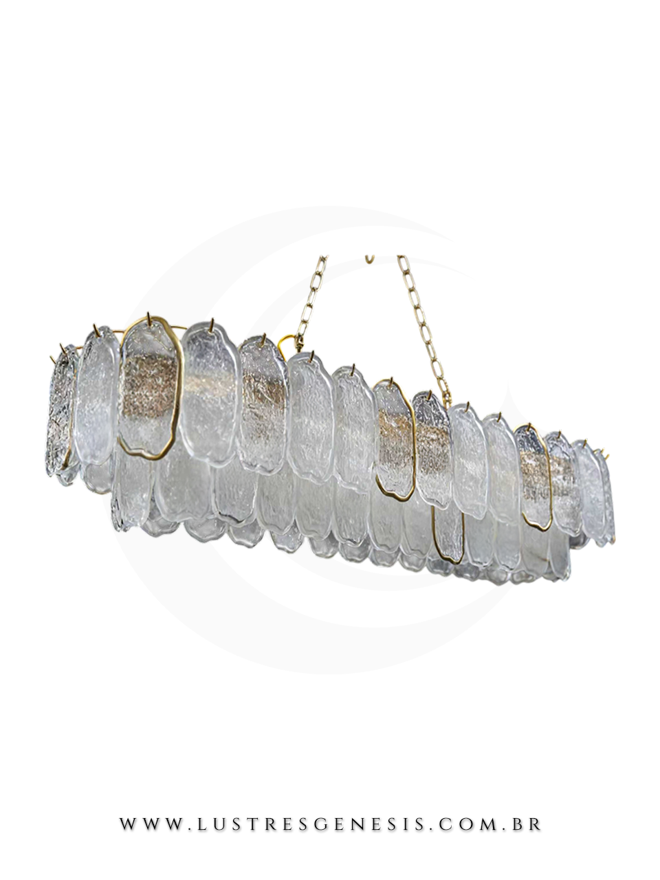 Lustre Moderno de Cristal Dourado 100x35cm Retangular, Sala de Jantar, Mesa Sala de Jantar, Sala de Estar, Quarto Casal, Suite Master